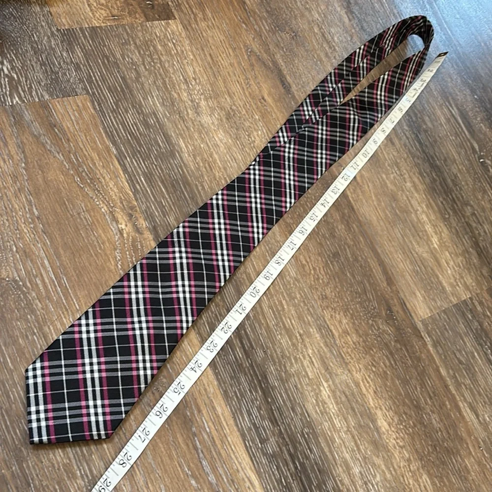 Ralph Lauren men’s tie black pink and white plaid